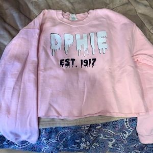 long sleeve pink cropped DPHIE 1917 crewneck